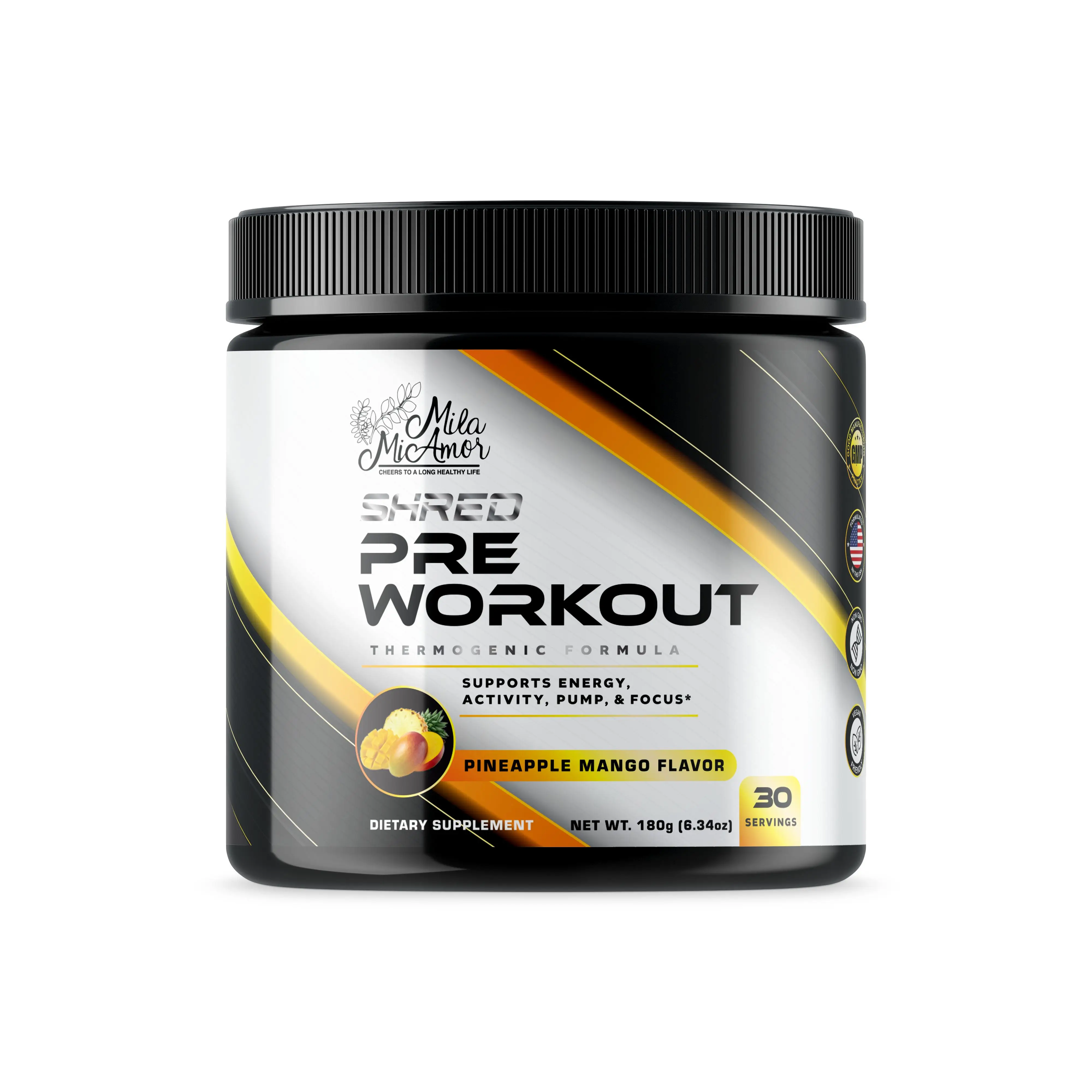 MilaMiAmor Pre-Workout Powder | Non-GMO Formula | Vegan Friendly | 30 Servings