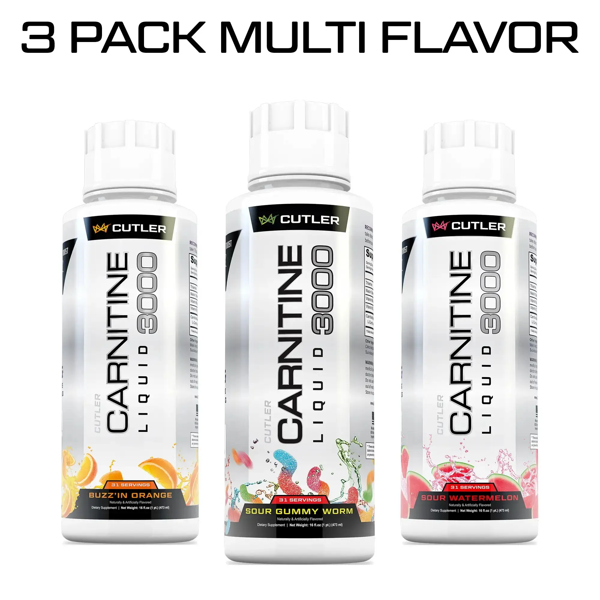Cutler Nutrition 6 Pack Multi Flavor Carnitine Liquid 3000 Energy Sport Beverage Drink Variety Pack US Edition