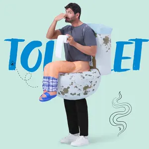 Spooktacular Creations Adults Halloween Inflatable Costumes, Sitting on a Toilet Inflatable Costume, Funny Blow Up for Halloween Cosplay Themed Parties
