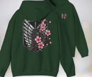Attack on Titan Scout Regiment Hoodie - Wings of Freedom with Sakura Manga Anime Sweatshirt, AOT