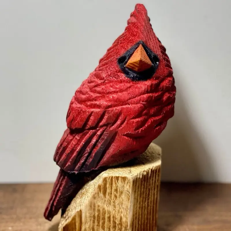Cardinal Chainsaw Carving Handcrafted Wooden Sculpture for Home Decor and Art Collectors