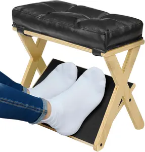Foot Rest Under Desk at Work, Under Desk Footrest with Double Step Wooden Ergonomic Design, Non-Slip EVA Surface, Office Foot Stool for Posture Support, Leg Relief, Home Office & Gaming