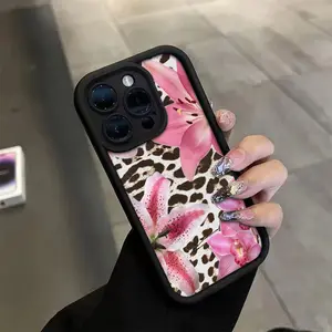 [Pink Leopard Print iPhone Case] Elegant Pink Leopard Print TPU Phone Case for iPhone 17 E Air Pro ProMax iPhone16 15 14 Plus 13 12 Mini 11 X XS XR High-Aesthetic Silicone Full-Body Protective