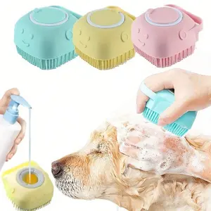 Silicone Pet Shampoo Brush With Built-In Dispenser - Gentle Massage Bath Comb For Dogs & Cats, No Batteries Required