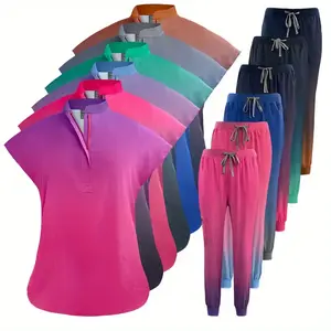 Gradient Color Sleeveless Standing Collar Pocket Jogging Scrub Set Pet Hospital Hand Washing Nursing Nurse Suit