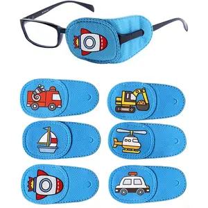Eye Patches for Kids, 6 Pcs Boy Left Eye Patch for Glasses, Reusable Eye Patch for Lazy Eye Toddler Treating Amblyopia Strabismus and After Surgery (Blue Transportation)