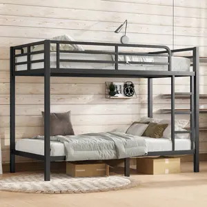 Metal  Bunk Bed for Teens and Adults,Space-Saving/Noise Reduced/No Box Spring Needed, Black