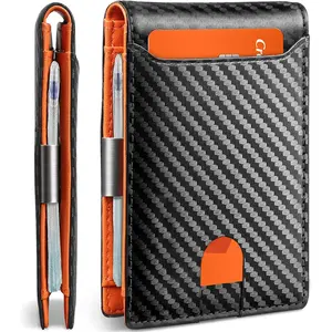 Carbon Fiber Ultra-Thin Men's Wallet,11 Card Slots Anti-Scan RFID Shielding Design | Leather business wallet | Men's gift，Ultra-thin RFID Anti-theft Wallet，Mens leather wallet
