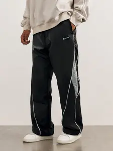 Unisex versatile patchwork straight-leg athletic pants; quick-dry casual pants; unisex loose wide-leg long pants; functional color-block softshell pants