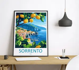 Sorrento Travel Print, Italy Wall Art, Coastal Mediterranean Home Décor, Vintage Sorrento Poster, Gift for Art & Travel Lovers