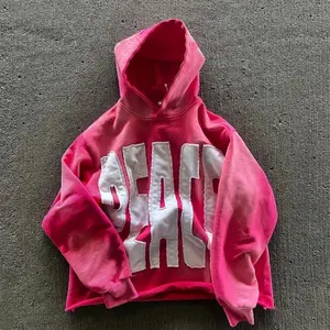 Oversized Hoodie Lettering Print Long Sleeve Pullover with Pockets Y2K Clothing Tops Baggy