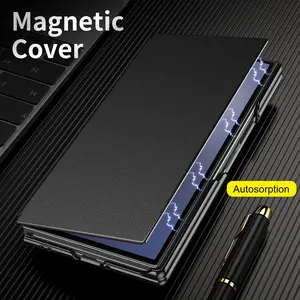 Premium Quality Protective Magnetic Flip Cover for Samsung Galaxy Z Fold3 with a Tempered Glass Screen Protector, Stand, and Middle Axis Protection - Triple Folded Phone Case