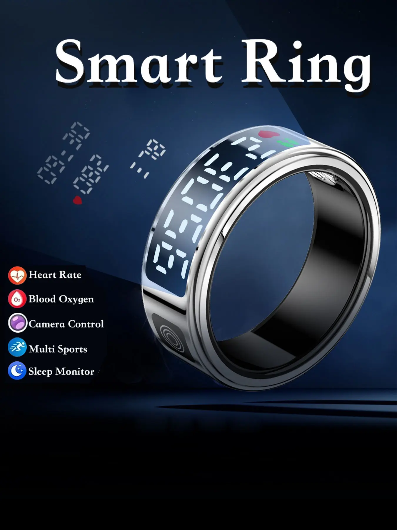 Smart Ring for Men Women, Wearable Devices, Fitness Tracker, Health and Sleep Monitor, 5ATM Waterproof, Multi-sport Mode, Heart Rate Blood Oxygen, Wearable Tech Gadgets