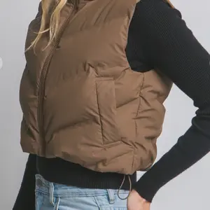 Cali Cropped Puffer Vest ( Chocolate)