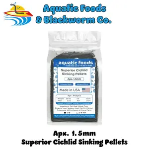 Superior Cichlid Pellets, 1.5mm-1/16" 50% Protein Sinking Pellets for all Central and South American Cichlids and ALL Tropical Fish. FREE 4-Type Wafer Mix & 12-Type Pellet Mix Included