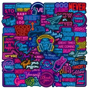 50pcs Graffiti Waterproof Decorative Sticker, Waterproof Durable Sticker, Inspirational Text Series Graffiti Sticker, For Water Bottles, Skateboards, Notebooks, Laptop Decoration, Sticker Packs