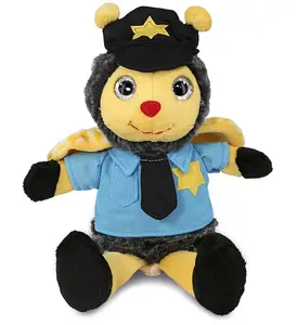 DOLLIBU Polyester Bee Cop Plush Toy - Super Soft Sitting Stuffed Bee, Pretend Play Toy for Kids, Pretend Play Toys