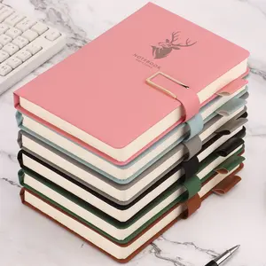 6-piece set (1 notebook+2 pens+3 stickers) A5 buckle notebook with thickened paper for college students' return to school gifts, magnetic bookmarks, and elastic sealing business office memo pads