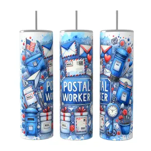 Postal Worker 20 oz Tumbler Coffee Drinkware Insulated Lid Skinny Portable
