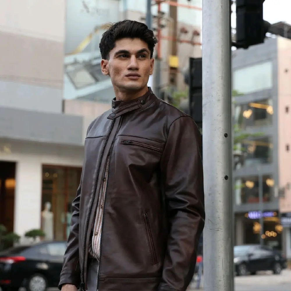 Roadster Jacket - Premium Full Grain, Cowhide, Heavyweight Leather Jacket, Brown. Highest Quality, Timeless Style & Unbeatable Price!