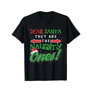 Men'S Vintage "Dear Santa, They Are The Naughty Ones!" Christmas T-Shirt - Green & Red Holiday Design with Santa Hat & Arrow Graphics, Perfect Gift for Dad, t shirt graphic tee 90s graphic tees t shirt for men men's t shirts funny graphic tee