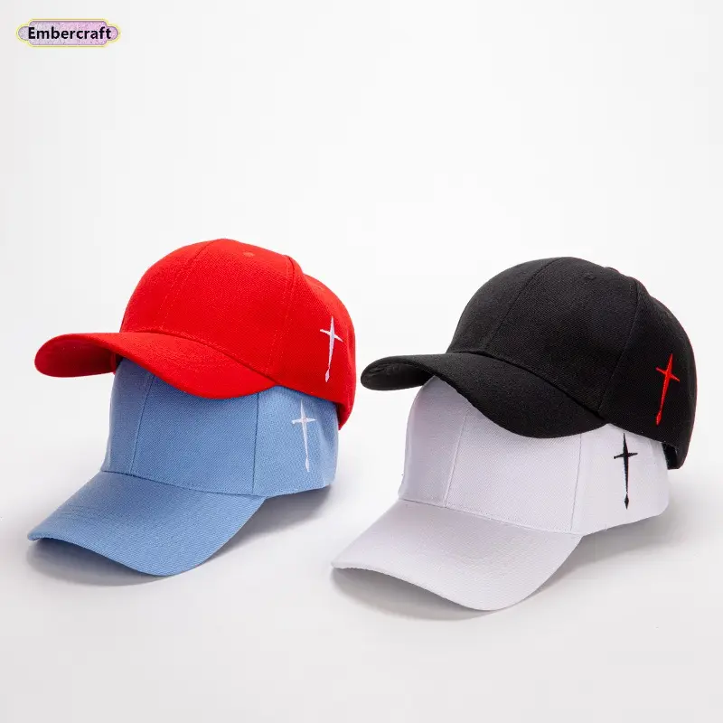 Unisex Dad Baseball Cap with Cross Emblem, Curved Brim, Breathable Cotton Blend, Adjustable Buckle, Anti-Ultraviolet Sun Protection, Streetwear Mens Hat for Summer, Sun Protection Hat, Anti-Ultraviolet Hats