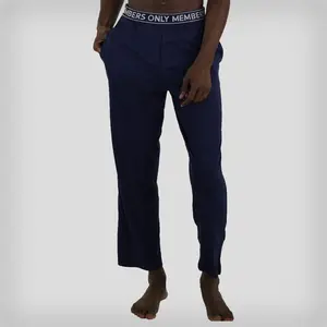 Members Only Men's Navy Jersey Sleep Pant with Elastic Waist and Button Fly - Cotton, Fabric Menswear Pocket Menswear Pocket