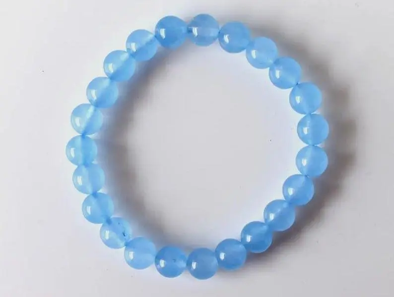 Blue Chalcedony Crystal Bracelet 6mm or 8mm crystal crystal crystal Rose Quartz Crystal Carving