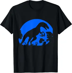 100%cotton Raptor Blue Dinosaur Velociraptor Jurassic Lover T-Shirt