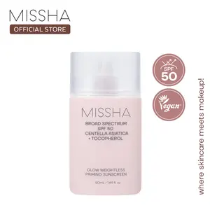 [MISSHA Official] Glow Weightless Priming Sunscreen SPF50+ 50ml (OTC) – Blurring Primer Sunscreen, Pore-Smoothing, Lightweight for Oily Skin