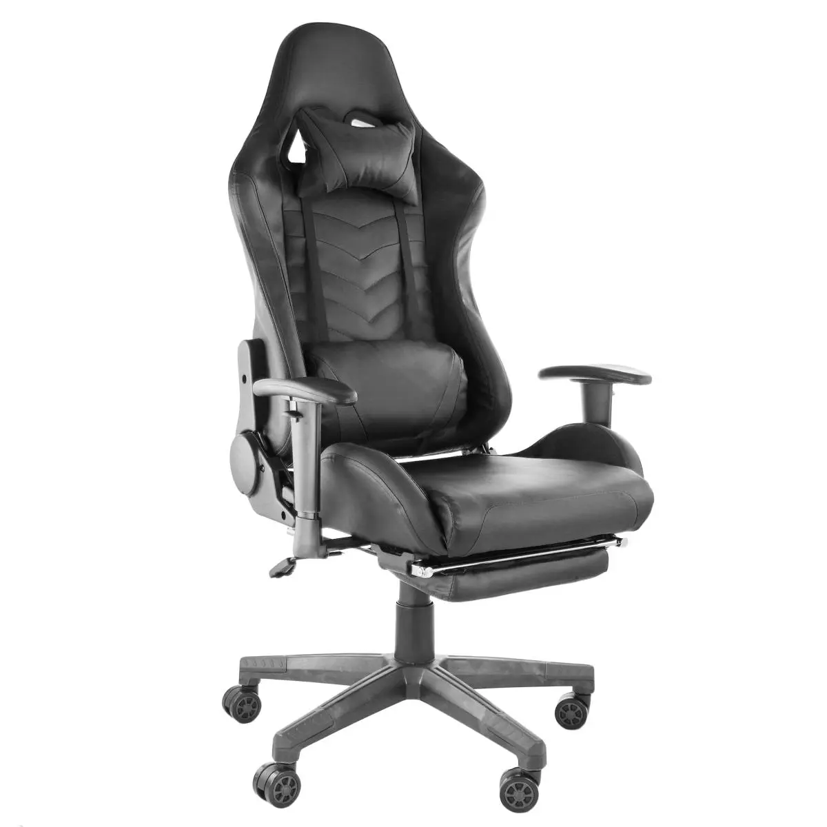 212 MAIN Ergonomic Gaming Chair - Black Pleather Office Chair with Comfortable Seat, Head Pillow, Gaming Office Functionality, Modern Gaming Furniture