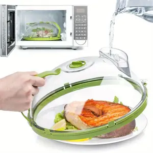 Microwave Splatter Cover with Water Steamer, 10 inch Clear Microwave Plate Cover Lid for Food, Kitchen Gadgets Accessories for Microwave Oven