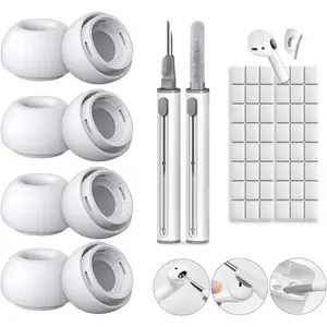 Replacement Ear Tips for AirPods Pro and AirPods Pro 2 with Noise Reduction Hole, Comes with Cleaner Kit, Cleaning Clay, Portable Storage Box (M) 4 Pairs