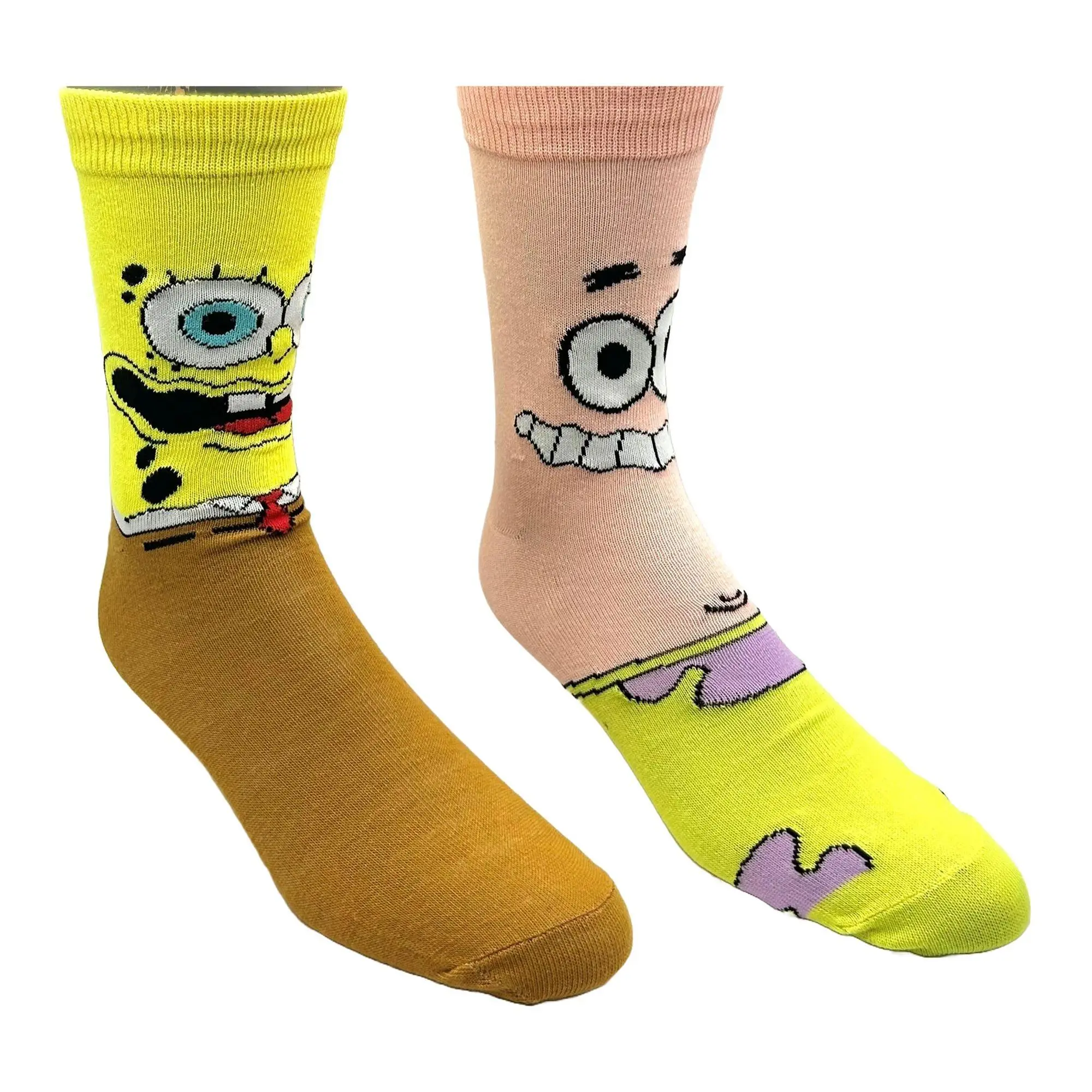 Spongebob Men's Crew Character Sock Set - 2 Pair Spongebob Men's Crew Character Sock Set - 2 Pair