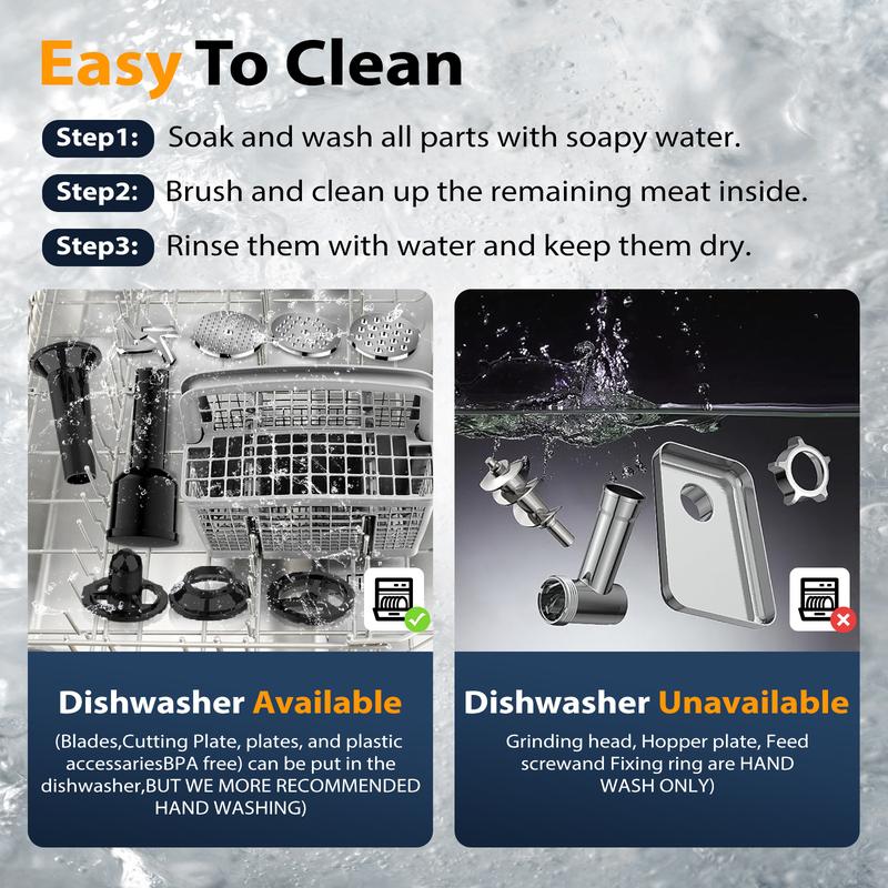 PANTI 300W Electric Meat Grinder & Sausage Stuffer, Meat Processor with 3 Grinding Plates/1 Blade/Kubbe Kit & Sausage Tube, Ideal for Home Use