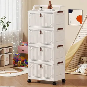 Small Cart Storage Rack for Home Snacks Toys, Living Room Organizer Drawer Type Floor Standing Cabinet, Classic Style, Furniture