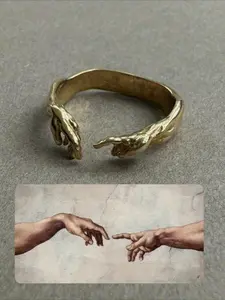 Vintage Simple Hand of God Giving Life To Adam Rings Bracelet Adjustable Size, Fashion Ring, Statement Ring, Unique Rings, for Women Men Party Jewelry Gifts Gift From A Best Friend