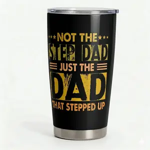 Funny Stepped Up Bonus Step Dad Gifts from Step Daughter Son 20 oz Step Dad Fathers Day Tumbler Stainless Steel Drinkware Flasks Portable Mug