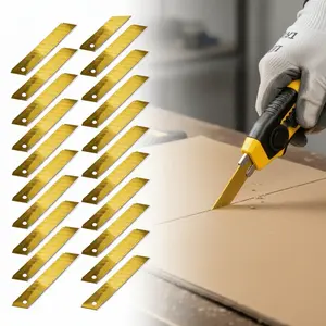 Heavy-Duty Golden Anti-Rust Utility Blades - 60° Angle 6mm Thick High-Strength Blades, Reusable & Long-Lasting for Box Cutters, Craft Tools, Sharp for Cardboard & DIY Project Cutting, Cutting Supplies