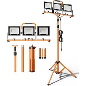 Upgraded 21000Lumen LED Work Lights with Stand - 3 Head Adjustable Work Light with 16FT Cord - IP66 Waterproof Tripod Worklights with Individual Switch for Outdoor Indoor Portable & All-round Lighting,cars accessories,car stuff