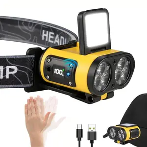 1PC Rechargeable Headlamp, Motion Sensor Headlamp, 6 LED Rechargeable Headlight with Clip, Adjustable Head Light for Camping, Night Walking, Running, Hiking and Outdoor