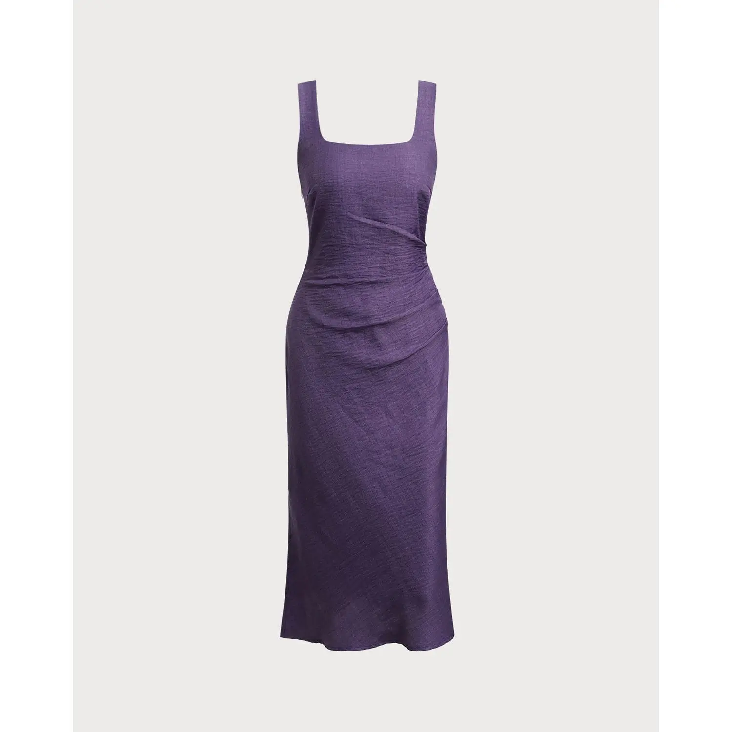 RIHOAS Women's Minimal Solid Work Dress, Sleeveless Square Neck Pleated Bodycon Midi for Business Office Wear, Fabric, Polyester, Corporate Office Wear, Plain, Zipper