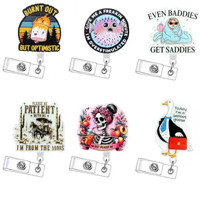 Retractable Badge Reel, 6 Counts/set Cute Badge Holder with Clip, ID Holder for Nurses, Doctors, Students and Office Staff, Accessories, Badge Decoration