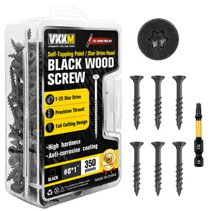 350PCS Black Screws #8x1'' Anti-Rust Fasteners Free T25 Bit Dog House Garden Trellis Bird Feeder Planter Stand And Kids Playhouse DIY