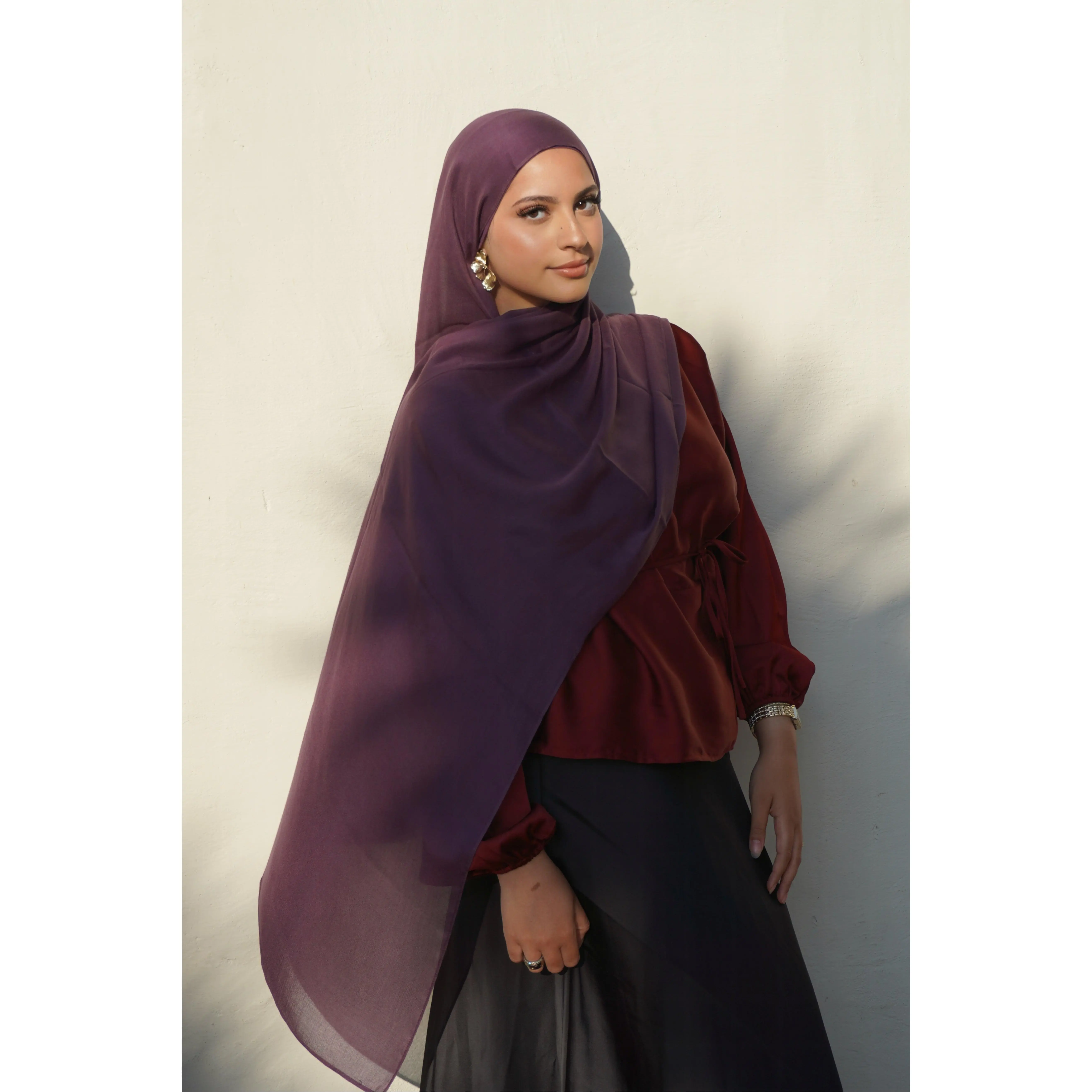 Modal Hijab Set- Deep purple