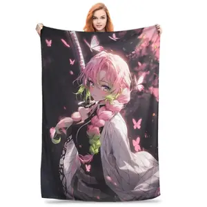 Nezuko Demon Slayer Blankets Fleece All Season  Portable Lightweight Thin Throw Blanket for Bedding Couch Bedspread