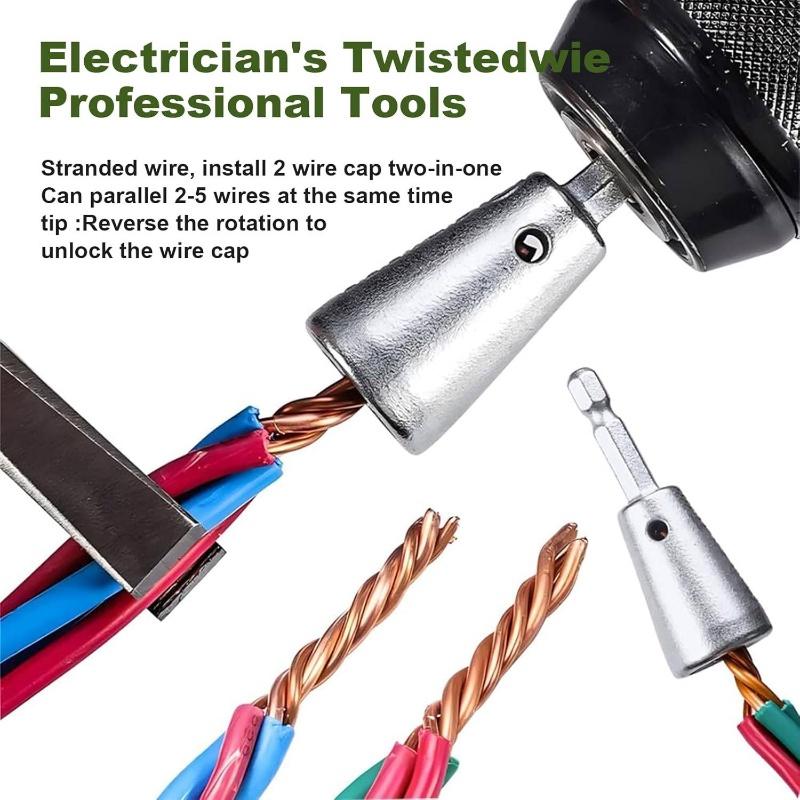 Wire Stripping for Drill US Regulations,Wire Stripping Tool & Wire Twisting ConnectorSet,Wire Twister Tool for Drill, 9 in 1 Quickly DrillWire Stripping Professional Electrician Tools Set(8pcs) Gifts for Dad,Valentines Day Gifts Men Easte