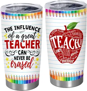Christmas Teacher Gifts for Women - 20 oz Stainless Steel Insulated Coffee Tumbler with Lid - End of The Year Graduation Birthday Thank You Teacher Appreciation Gifts for Women Teachers 20 OZ Stainless Steel Tumbler
