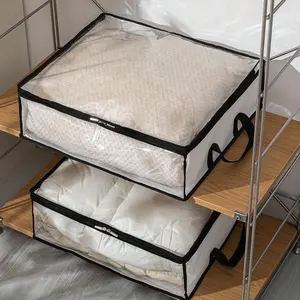 Transparent Zipper Clothes Storage Bags, Small Plastic Closet Blanket Organizer, Bedding Toy Storage Bag, Clothing Storage Pouches