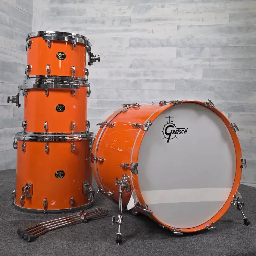 Used Gretsch USA Custom 4pc Drum Set Orange Gloss - Very Good